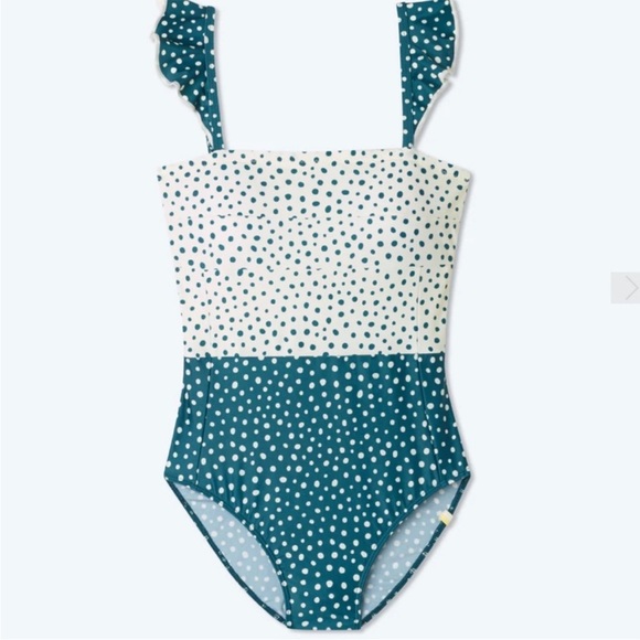 Summersalt The Ruffle Oasis One Piece Swimsuit On The Dot Seaweed Green White 8 - Picture 9 of 14